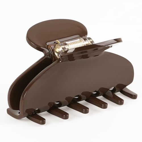 MAORULU Medium Cute Acetate Hair Claw Clips for Women Girls 3 Inch Claw Clips for Thin & Medium Thick Hair Durable French Banana Clip with Gift Box (Dark Brown)