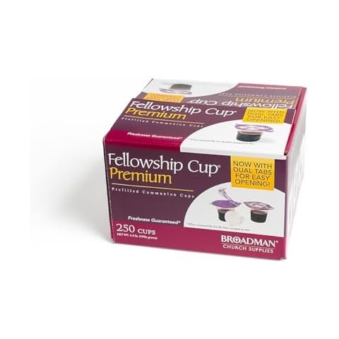 Broadman Church Supplies, Premium Easy-to-Open Dual Tab, Pre-filled Communion Fellowship Cup, 100% Concord Grape Juice blend and Wafer Set, 250 Count Cover