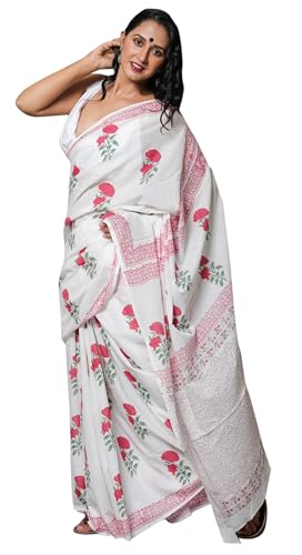 Sari indien pour femme en coton léger idéal pour les mariages et fêtes