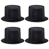 PH PandaHall 4 Pack Mini Top Hats 3.5x1.9 inch Black Polyester Snowman Hats Tiny Hat Crafts Wine Bottle Toppers for Christmas DIY Home Decorations Party Favors Craft Projects