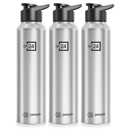 Image of Water Bottle 1 ltr Stainless Steel Sports /Fridge Bottle with Sipper Cap (Pack of 3)| 1-Year Warranty | Single Wall | For Home, Office, Gym, Travelling | Craft Pro 950ml | Silver