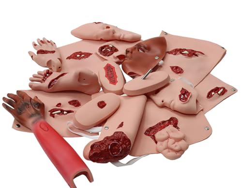 Image of 16PCS Trauma Manikin Moulage Kit Trauma Evaluation Set Burn /Wound Module for First Aid Trauma Care Training for Full Body CPR Manikin