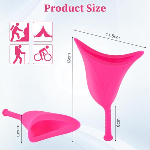 flintronic Urinella para Mujer, Urinario Portatil Mujer, Reutilizable Orinal Mujer, Orinal Embudo de Silicona para Orinar de Pie para Viajes, Actividades al Aire Libre, Camping, Festivales (Rosa) - imagen 2