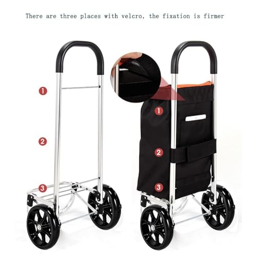 Carrello per la spesa pieghevole con 2 grandi ruote, grande borsa staccabile da 37 litri per viaggi al supermercato