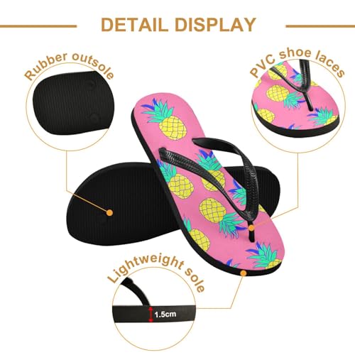 Pineapple Fruit Pink Flip Flops for Beach Thong Sandals Anti-slip Lightweight Beach Shoes for Summer Outdoor Travel3