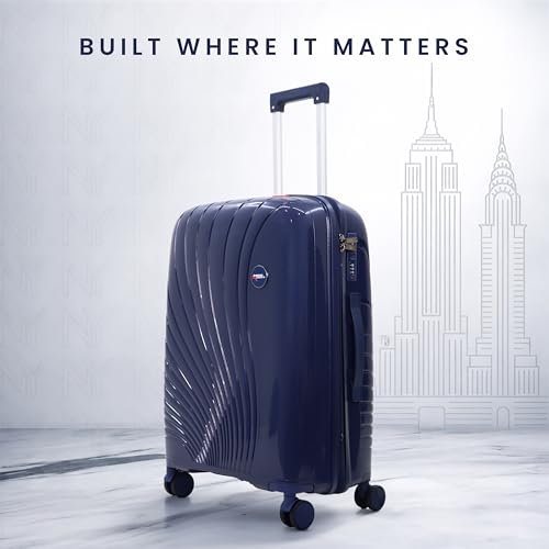 Image of AMERICAN TRAVELLER New York Trolley Bag | Durable Hard Shell | Durable Hard Shell , TSA Type Lock , Spinner Trolley Luggage, 360 Disc Spinner Wheels