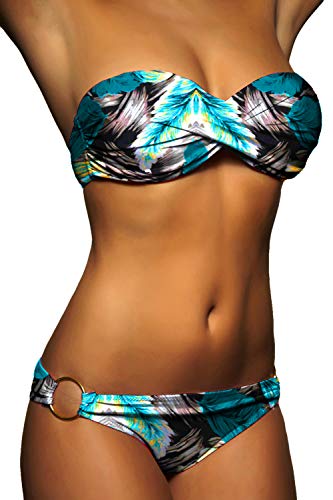ALZORA Push Up Bandeau Twist Bikini Set Damen Pushup Badeanzug viele...