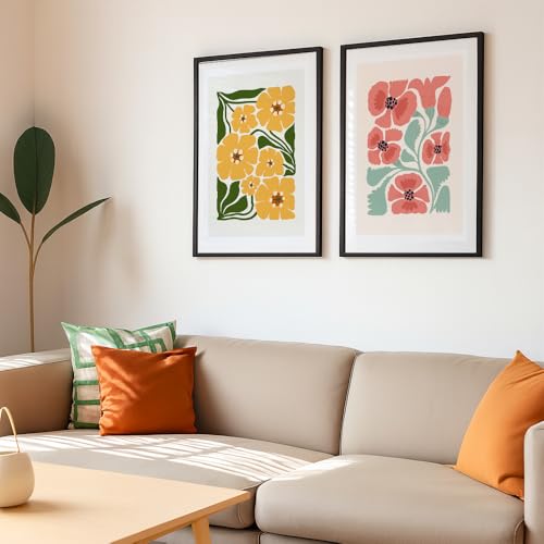 Image of COLOSSAL ART HOUSE Wall Art Set of 2 - 10x13 inch Framed Paintings for Living Room, Bedroom & Home Decor - Modern Wall Decoration for Interior Spaces, Aesthetic & Stylish Design Aqua