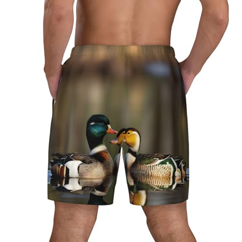 Mallard Ducks Built-in Compression Lining Men's Double Swim Trunks Shorts Beach Shorts with Two Pockets4