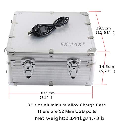 Estuche de carga EXMAX de aleación de aluminio con 32 ranuras y puerto de carga Mini USB para sistema profesional inalámbrico de guía turística con transmisor y receptor miniatura 2