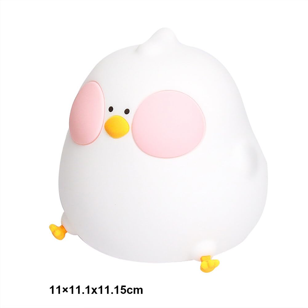 Night Lamp for Kids, Cute Fat Chicken 7 Colors Changing Silicone Bedside Table Lamp Touch Dimmable Night Light with Remote & Timing, USB Charging Night Stand Light Lamp for Bedroom Boys Girls Room