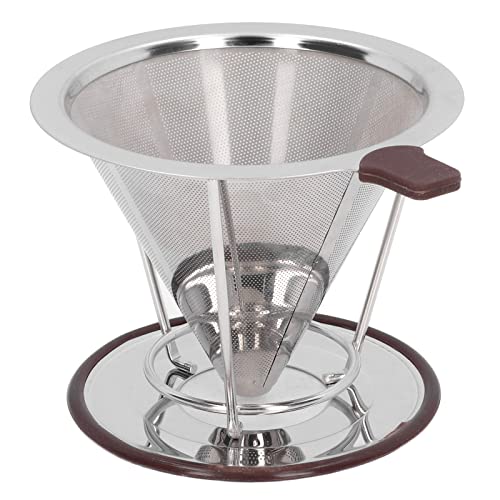 Filtre à café en acier inoxydable réutilisable et amovible avec support 1 ou 4 tasses, pour verser le café, verser le café en acier inoxydable