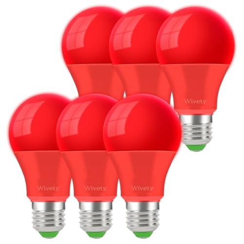 Wivety Bombillas LED Rojas E27 9W, Bombilla de Colores Lámpara, para Patio, Iluminación Navideña, Halloween, Ambiente (Paquete de 6)