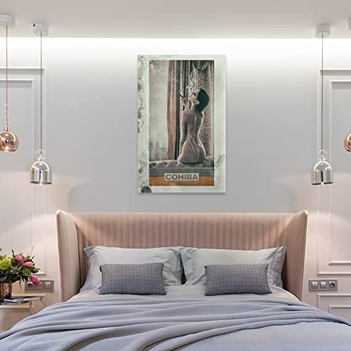 Cohiba Cuban Cigar Sexy Lady Retro Posters Canvas Painting Posters And Prints Wall Art Pictures For Living Room Bedroom Decor 24X36Inch(60X90Cm) Frame-Style-1 #TOP7