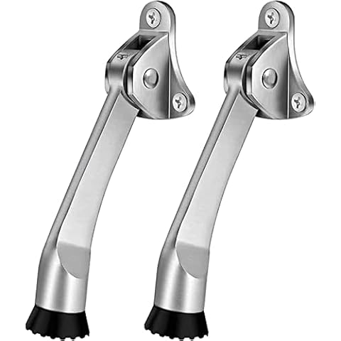 2 Pack Door Stopper with Non-Slip Rubber and Metal Design Cover