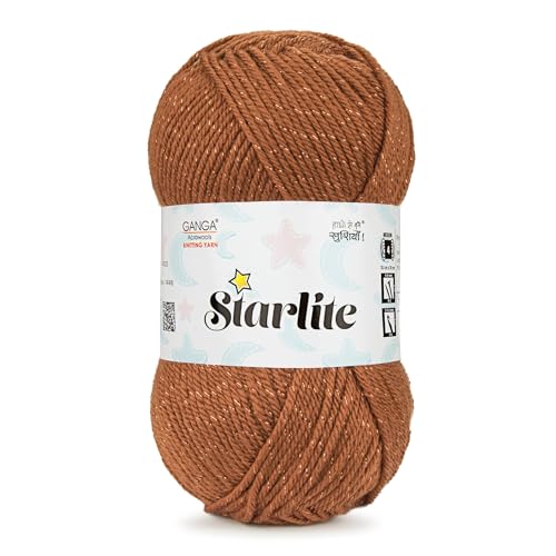Image of Starlite, 99% Anti Pill Yarn 1% Metal, Hand Knitting Yarn OEKOTEX CLASS1 Certified (AStar@6 - Copper)