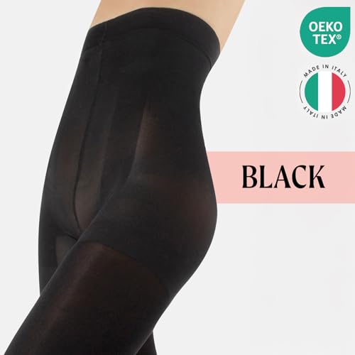 Image of CALZITALY HIGH WAIST PANTYHOSE | OPAQUE SHAPING TIGHTS | WINTER PANTYHOSE | 80 DEN | BLACK | S, M, L, XL | ITALIAN HOSIERY |