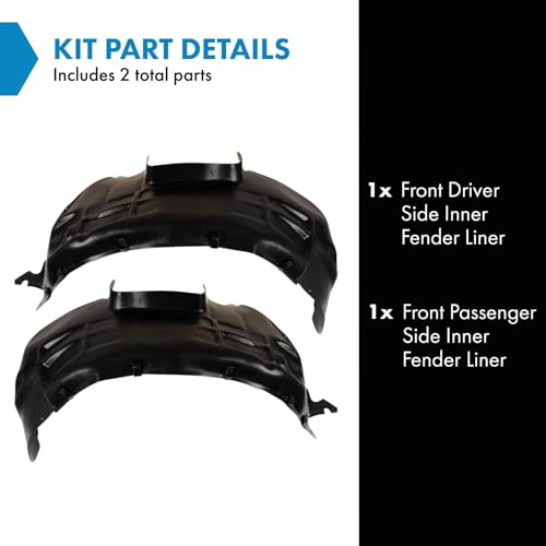 Image of TRQ Front Inner Fender Liner Set Compatible with 2011-2018 Volvo S60 2016-2017 S60 Cross Country 2015-2018 V60 Cross Country VO1248117 VO1249117
