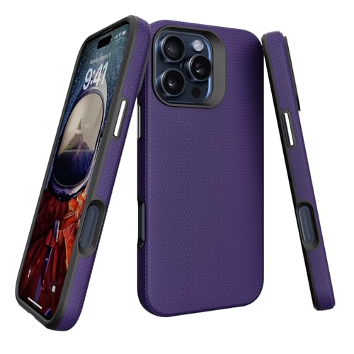 Image of NOXO Ultra-Hybrid Triangle Back Case Cover for iPhone 16 Pro, | Shockproof Design | Camera Protection | Soft TPU & Rugged PC | Bumper Case Cover for iPhone 16 Pro, (Deep Purple)