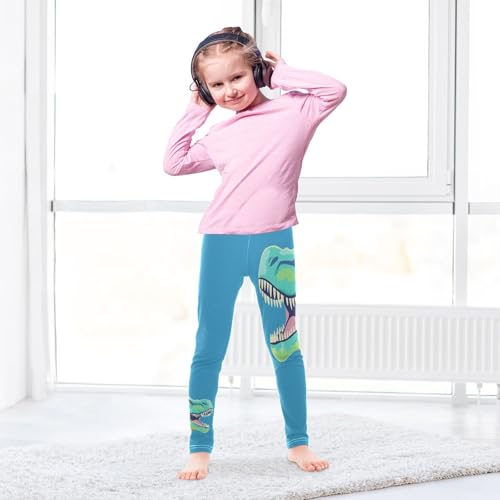 Blue Dinosaur Animal Girls Casual Leggings for Kids Printed Long Pant Bottoms Stretch and Soft4