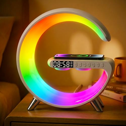 Smart LED Table Lamp Alarm Clock for Bedroom with Wireless