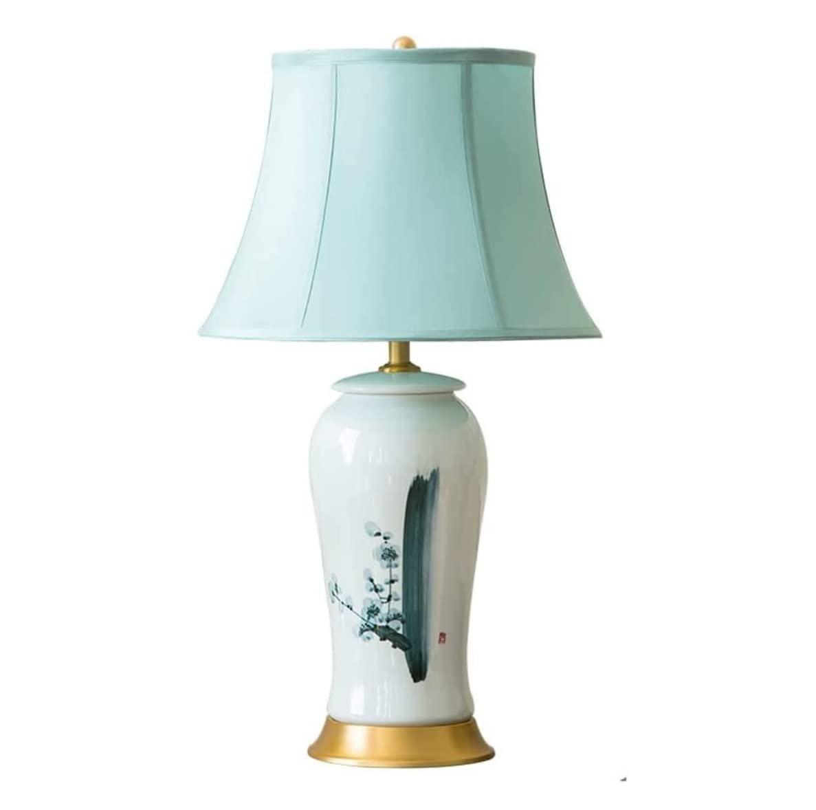 SGKOMN Table Lamp Table Lamps For Living Room Chinese Ceramic Table Lamp Hand Painted Plum Glazed Desk Lamps Nightstand Lamp For Bedroom Living Room Bedside Lamps Lamp For Bedro-Push Button-37 * 62cm