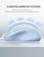 TECKNET Maus mit Kabel, Computermaus mit 6 Tasten, 6400 DPI, Ergonomisches Optical Business Kabelgebundene Maus für PC, Laptop, USB-Kabel 150 cm – Ansicht 3