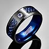 VAKKI 8mm Men's Black Celtic Dragon Tungsten Carbide Wedding Rings with Blue Carbon Fiber and CZ Inlay Size Z+6 #1