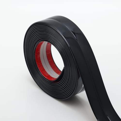 Hanggbak Peel und Stick Multifunktionsform, 3-in-1-Design - Wandbeschichtung & Eckschutz & Caulk Strip Basisplatte für Boden, Tisch und Türrahmen (Glanzschwarz, 5m x 4cm)