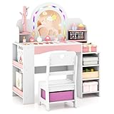 Siège Confortable & Adapté aux Enfants — La chaise ergonomique pour coiffeuse présente de jolies découpes en forme de cœur, des bords légèrement arrondis et des protections de sol résistantes aux rayures, qui garantissent sécurité, stabilité et protection du sol. C'est le siège idéal pour les petits stylistes.