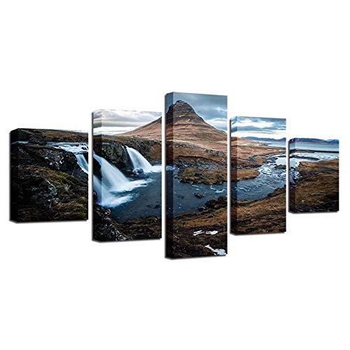 Impression sur toile 5 pièces ruisseau de montagne tableau paysage forêt déco murale