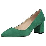  wealsex Zapatos de Tacón Mujer Puntiagudo Gamuza/Cuero PU Tacones Alto Pumps Boda Fiesta Ocasión Oficina Vestido Zapatos(Verde Ante,41)
