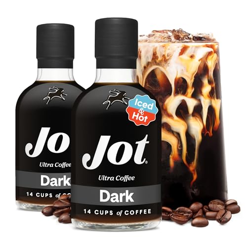 Dark - Coffee Concentrate. 150 mg of Caffeine. One Tbsp Instantly Creates Iced or Hot Coffee. 14 Servings Per Bottle. 20x Liquid