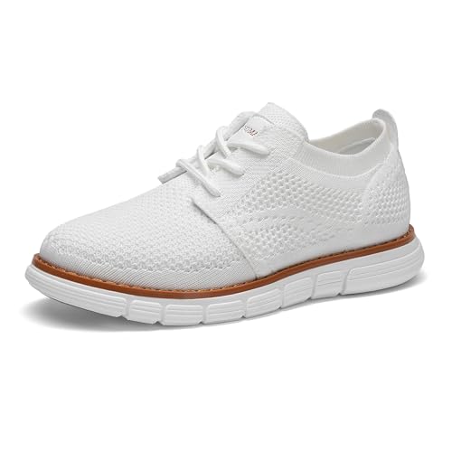 Oxfords Casual Dress Lace-up Lightweight Walking Shoes,size 2 Little Kid,white,sbox2503k