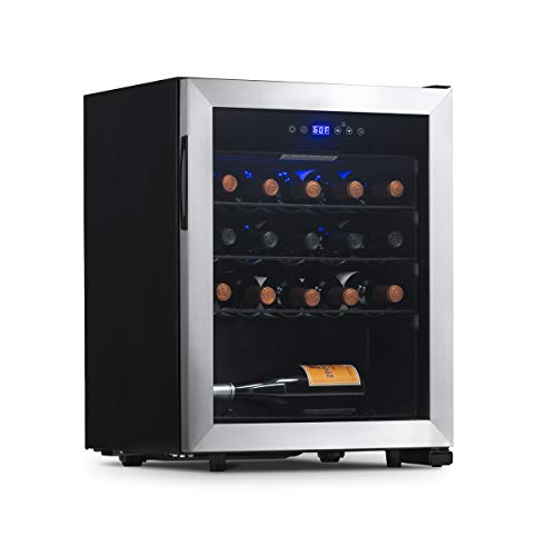 NewAir 23 Bottle Wine Cooler Refrigerator, Freestanding Wine Fridge with Stainless Steel Door, UV-Protected Glass & Quiet Compressor Cooling, Compact Wine Cellar for Red & White Wine