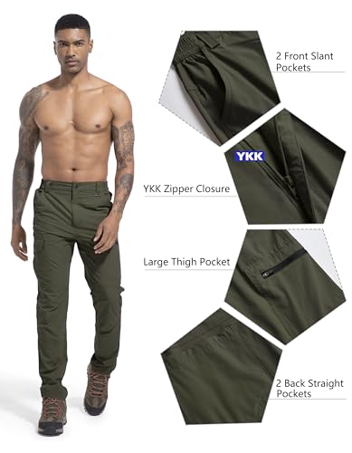 Gartenboker Men'S Lightweight Hiking Cargo Work Pants Quick Dry Water Resistant Fishing Travel Climbing Outdoor Stretch Pants Army Green 32 thumb #4