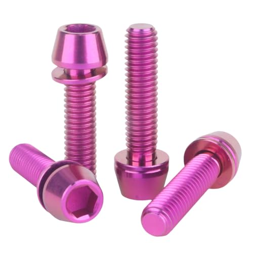 Image of 4Pcs Titanium Bolt M6x25mm Allen Hex with Washers Screw (Purple) | Grade 5 Titanium Bolt,Corrosion Resistant,High Strength to Weight,Non Magnetic,Lightweight Construction