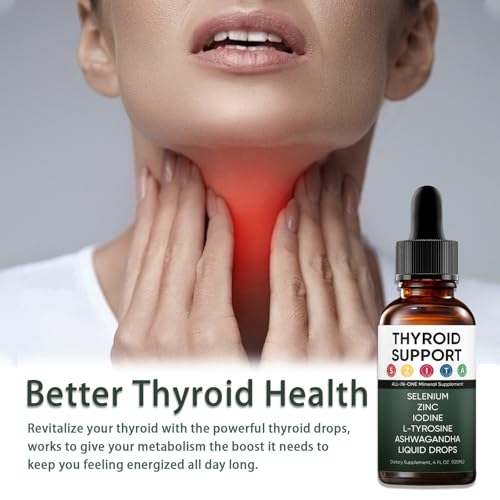 Image of Kindled Thyroid Support Liquid Drops, Actora Thyroid Support Drops with Selenium Zinc Iodine L-Tyrosine Ashwagandha for Hormone Balance - Mood & Energy Supplement - 4 fl. oz. (120mL) (1)