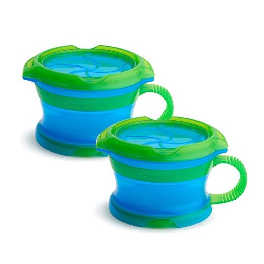 Munchkin Deluxe Snack Catcher with Lid, 9 Ounce, 2 Pack, Blue/Green
