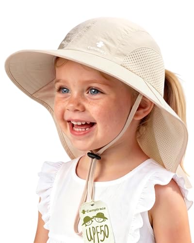 Image of camptrace Safari Kids Sun Hat Wide Brim Bucket Cap Toddler Fishing Hats Boy Girl
