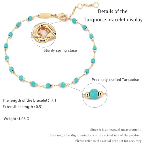 Turquoise Bracelet for Women 14K Gold Beaded Bracelets Handmade Adjustable Dainty Turquoise Bracelet Gifts for Birthdays Parties And Daily Wear2