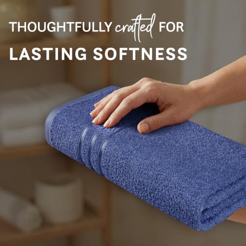 Image of MYTRIDENT Bath Towel | Comfort Living | Quick Drying | Travel Friendly | for Men /Women | 1 Piece Large Size | 100% Cotton 400 GSM | 70 x 140 cms - New Navy