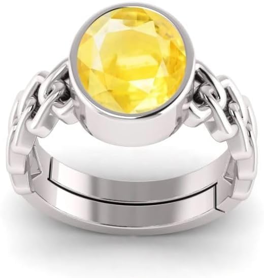 Bague saphir jaune 9 carats non chauffé | Bijou argent pour homme et femme 10.25 Ratti