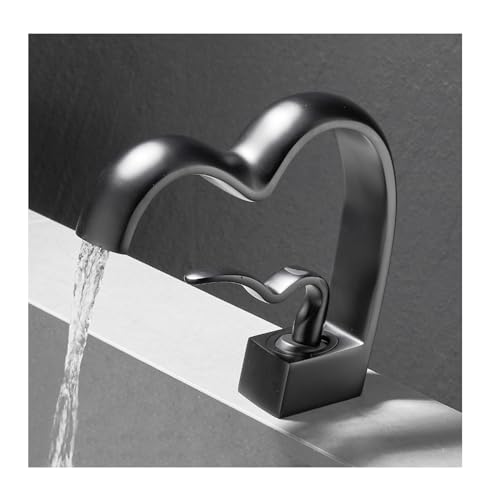 Robinet de salle de bains cascade laiton mitigeur lavabo noir monotrou
