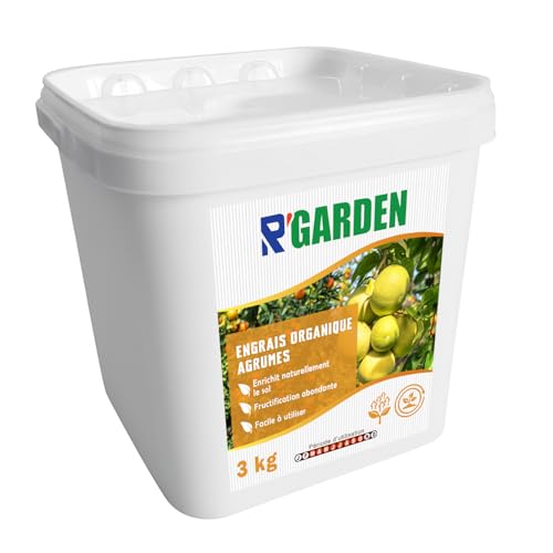 R’GARDEN – Engrais Organique Agrumes | NPK 3-2-5 + 2MgO | Fertilisant Naturel pour Citronniers, Orangers et Mandariniers | Récoltes Abondantes | UAB – Fabriqué en France (3 KG)