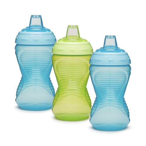 Munchkin Mighty Grip 3 Pack Baby Cups | Leakproof | 296ml | Blue/Green