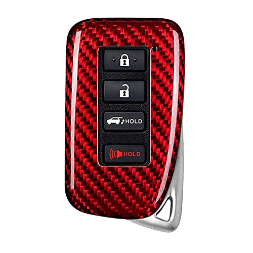 M.JVisun Genuine Carbon Fiber Key Fob Cover for Lexus ES GS GX is LC LS LX NX RC RX UX Smart Car Remote Key Fob Case for Men Women - for 4 Buttons Key Fob - Red