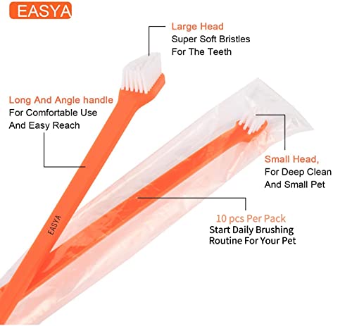 image for EASYA Double Headed Pet Dog Toothbrush for Small Dogs/Soft Bristles Pu