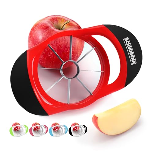 SCHVUBENR 8 9 cm Apfelschneider - Professioneller Apfelschneider - Apfelentkerner aus Edelstahl - Superscharfer Apfelentkerner und -schneider - Apfelwerkzeug mit 8 scharfen Klingen (Rot)