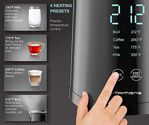 Smart Electric Water Kettle Variable Temperature Control Insulated - LED Display - Keep Warm - Water Heater Kettle for Tea&Coffee, Double Wall Cool Touch, Fast Boil, Hot Water Kettle